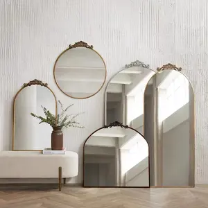 SWT New Anthropologie Antique Gold <strong>Vintage</strong> Baroque <strong>Art</strong> <strong>Deco</strong> Glass Wooden Arch Metal Wall <strong>Mirror</strong> with Ornate Decoration - Product Image 1