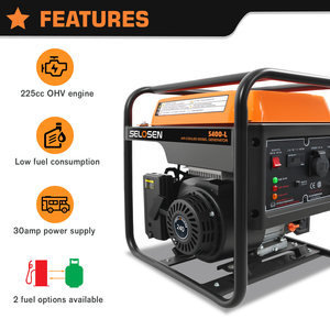 Generador Portátil <span class=keywords><strong>de</strong></span> Gasolina SELOSEN <span class=keywords><strong>de</strong></span> 4 Tiempos, Doble Combustible, Arranque Eléctrico Remoto, Generador Eléctrico - Product Image 5