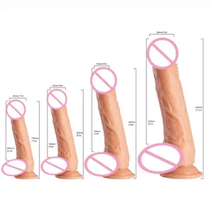 Dildo besar realistis untuk wanita, Dildo PVC Penis buatan dengan cangkir hisap