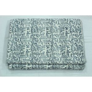 Modern Style Fish Design Kantha <b>Bedspread</b> & <b>Quilt</b> Handmade Printed Cotton Washable Soft Eco-Friendly for Great Price - Product Image 5