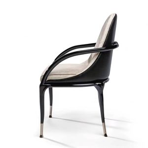 Chaise de salle à manger en cuir à cadre en bois massif design de luxe Italie Turri - Product Image 5