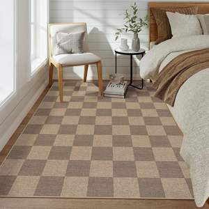 2025 nouveau Style Vintage damier boucle Pile tapis résistant aux taches facile à nettoyer antidérapant chambre chevet tapis pour canapé - Product Image 6