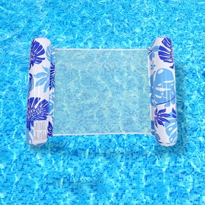 Chaise longue gonflable pour piscine, motif feuille bleue, PVC, hamac aquatique pour adulte, radeau flottant, flotteur de bain - Product Image 6
