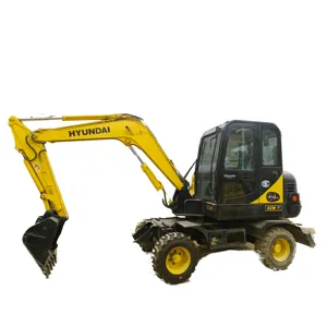 Nueva llegada HYUNDAI 60W-7 excavadora Original Corea utiliza excavadora de ruedas hidráulica con precio competitivo para la venta