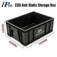 Conteneur de manutention ESD léger 545*420*160MM en plastique antistatique PP, carton noir, armoire de stockage ESD SMT PCBA noire