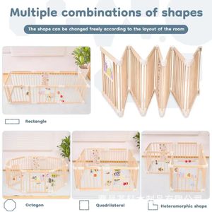 Clôture de jeu intérieure en bois pour enfants, barrière de sécurité en bois massif pour bébés et tout-petits, idéale pour l'éveil transfrontalier - Product Image 2