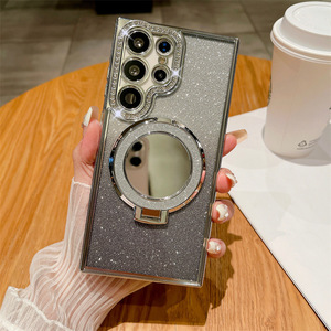 Funda Magnética de Lujo con Brillantina y Diamantes para <span class=keywords><strong>Samsung</strong></span> S26 S25 Ultra S24 Plus, con Espejo y Soporte, Antigolpes - Product Image 1