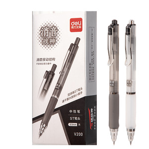 Deli V200 Neutral Pen 0.5mm ST Tip Black Silent Press Mechanism Gel Ink - Product Image 3