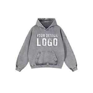 Sudadera con Capucha para Hombre, Estilo Vintage, Algodón Grueso de 420g, Lavado Batik, Holgada, Tallas Grandes, Venta al Por Mayor OEM - Product Image 3