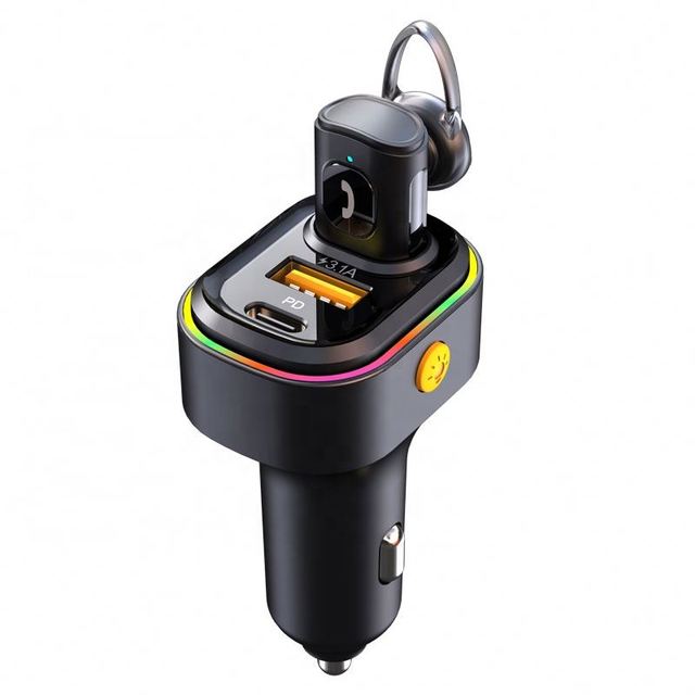 2 In1 Car Free Hands Earphone with USB Fast Charger Adapter Microphone Wireless Headset Car Earbuds