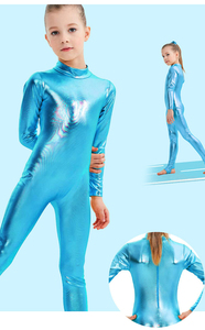 <span class=keywords><strong>Justaucorps</strong></span> de gymnastique en tissu spandex métallisé <span class=keywords><strong>brillant</strong></span> pour filles, col montant, manches longues, fermeture à glissière dans le dos - Product Image 5