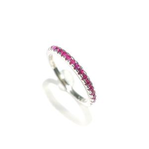 Anillo de Rubí de Media Eternidad para Mujer, Diseño Minimalista, Joyería Fina de Lujo 2026, con Plata de Ley 925, Regalo de Aniversario, Uso Diario - Product Image 6