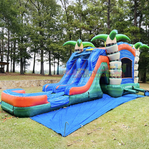 Château gonflable tropical pour enfants avec toboggan aquatique, pour usage commercial en extérieur - Product Image 4