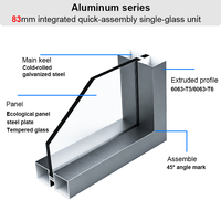 Sistem Partisi Dinding Kaca Modular Aluminium 83mm, Pemasangan Cepat, Kedap Suara untuk Kantor Modern, Sekolah, Gudang