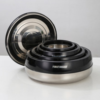Soldes Exceptionnels Grand Volume 4 Pièces Casseroles en Acier Inoxydable Noir Set Chauffe-Plats Double Paroi Set Marmite Boîte Alimentaire Récipient Alimentaire