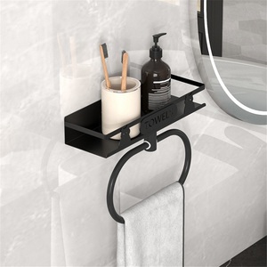 <b>Kitchen</b> Standing Type Double-tier Modern Stainless Steel Towel <b>Rack</b> with Integrated Multi-function Storage for Toiletries - Product Image 2