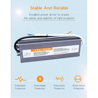 Alimentation électrique étanche à LED CC monophasée pour extérieur, 240V 50/60Hz 12-24V 12.5A 150W pour éclairage LED
