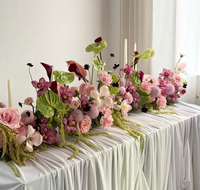 Centre de table élégant rose et vert, petite boule de fleurs de 30 cm, boule de fleurs de cymbidium rose et d'anthurium, décoration d'événements