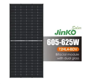Produttore cinese Jinko 605-625w modulo bifacciale Mono tagliato a metà con pannelli solari per tetto fotovoltaico a doppio vetro