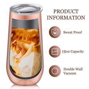 Double Wall Steel Stemless Stainless Glasses Tazas Rose Gold Wine Tumbler and <strong>Wholesale</strong> Insulated <strong>Champagne</strong> <strong>Flutes</strong> - Product Image 4