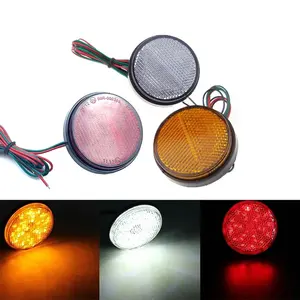 E Mark lampu rem motor, bersertifikat lampu peringatan sepeda motor bulat LED reflektor lampu reflektif