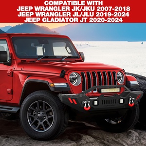Front Bumper Compatible with <strong>Jeep</strong> Wrangler JK JL &amp; Gladiator JT 2007-2024, Offroad Full Width Bumper with <strong>Winch</strong> Plate - Product Image 3