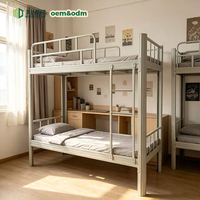 Lit superposé moderne en métal réglable avec bureau intégré, taille California King, lit double pour dortoir, école, appartement, hôtel