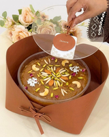 Boîte à cadeaux en cuir PU chocolaté pour dattes, plateau Eid Mubarak, emballage de mariage, boîte à dessert ronde en acrylique transparente de luxe pour les invités