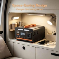 Station d'alimentation d'urgence LiFePO4 300W 0,2kWh 12V, 220V AC, 3 ports DC, USB 200W, entrée solaire, lumière LED, camping, secours domestique