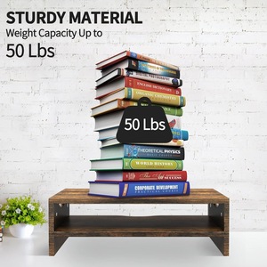 Wooden <b>Desktop</b> Computer Riser Stand Monitor <b>Shelf</b> Workstation Essential Office Organizer 1 Tier Rectangle Standing Type - Product Image 1