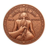 Pièce de monnaie personnalisée en cuivre, imprimée UV, double face, à motifs coquins et amusants, à lancer tête ou queue, souvenir de collection sur le thème de l'amour