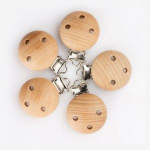 Clips para Chupetes de Madera Natural de 30 mm al por Mayor, Soporte para Chupetes DIY para Regalo - Product Image 2