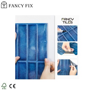 Adesivi per Piastrelle 3D Moderni Effetto Conchiglia Blu Smaltato, Autoadesivi Impermeabili per Cucina e Bagno, Materiale PET - Product Image 5