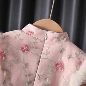 Girls Hanfu Winter Outfit Fleece Lined Thickened Chinese Style Tang Suit Cheongsam Dress New Year Clothing - Product Image 4