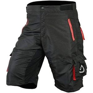 Shorts de VTT pour hommes, style baggy, course tout-terrain, doublure rembourrée, pantalon de vélo, noir, rouge, XX-Large - Product Image 2