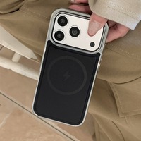 Étui magnétique de luxe électroplaqué à grande fenêtre compatible avec iPhone 17 16 15 14 Pro Max, coque mate couleur unie