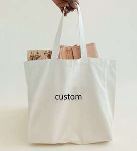 Nueva bolsa de compras de algodón impresa en color blanco sólido, con logotipo personalizado de estilo minimalista. - Product Image 1