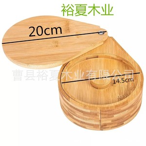 Three Layer Rotating <b>Bamboo</b> Salt Box With Lids Airtight Condiment <b>Container</b> For Solid Seasonings - Product Image 3