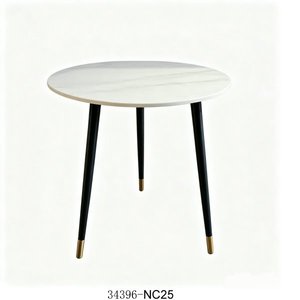 Round <b>Marble</b> <b>Top</b> Dining <b>Table</b> With Wood Legs Minimalist Modern Design 34396-NC25 - Product Image 1