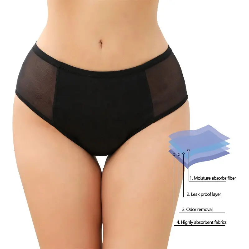 Womens Super Absorberende Ondergoed 4 Layer Periode Panty Menstruele Slipje Lekvrije Menstruatie Slipje