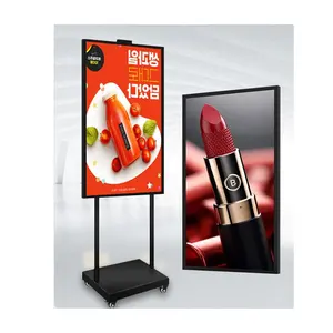 55 Inch Floor Standing Smart Signage Support FHD/4K With Android 1000-5000 High Brightness Movable Showcase Advertising Machine