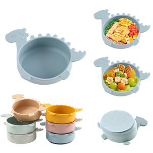 Utensilio de Alimentación para Niños, Tazón de Silicona para Bebés con Diseño de Dinosaurio, Vajilla de Entrenamiento Antideslizante y Anti-escaldaduras con Ventosa - Product Image 1