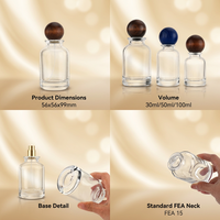 Bouteille en verre givré de luxe vide pour cosmétiques, parfums et eaux de Cologne, avec bouchon en bois à épaule arrondie, 30ml, 50ml, 100ml, vente en gros, OEM ODM
