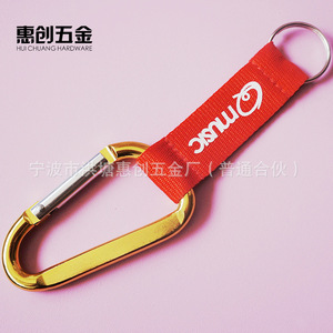 Hui Chuang Hardware Aluminum Carabiner D Type With Strap For Outdoor Sports - Product Image 2