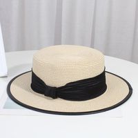 Chapeau de soleil décontracté en paille pour femme avec nœud – Protection UV, large bord, idéal pour la plage et les activités quotidiennes en extérieur – Casquette visière toutes saisons