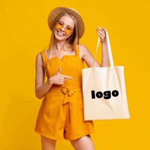 Wholesale Custom Reusable Cotton Canvas Grocery Tote Shopping <b>Bags</b> Supermarket Shopping <b>Bags</b> with Printed Logo - Product Image 5
