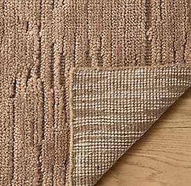 Tappeto in Lana Contemporaneo Colore Caramello Bruciato con Design Inciso a Pelo Alto e Basso, Variazione <span class=keywords><strong>Tonale</strong></span>, Tappeto di Lusso per Soggiorno - Product Image 3