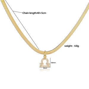 Venta al por mayor plana serpiente <span class=keywords><strong>hueso</strong></span> cadena collar astrología constelación horóscopo colgante 12 signo del zodiaco colgante collares - Product Image 4