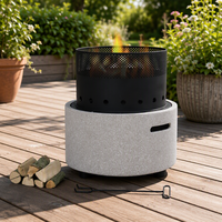 Brasero cylindrique MGO en pierre terrazzo, mobilier d'extérieur moderne, cheminée avec bûches pour jardin, terrasse, patio