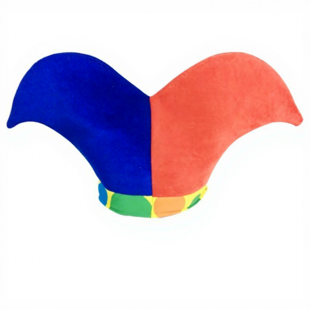 Sombrero de payaso de 2 esquinas rojo y azul